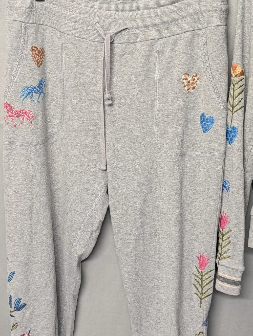 Johnny Was ADELA Heather French Terry Jogger Matching Set Hoodie & Pants Size M